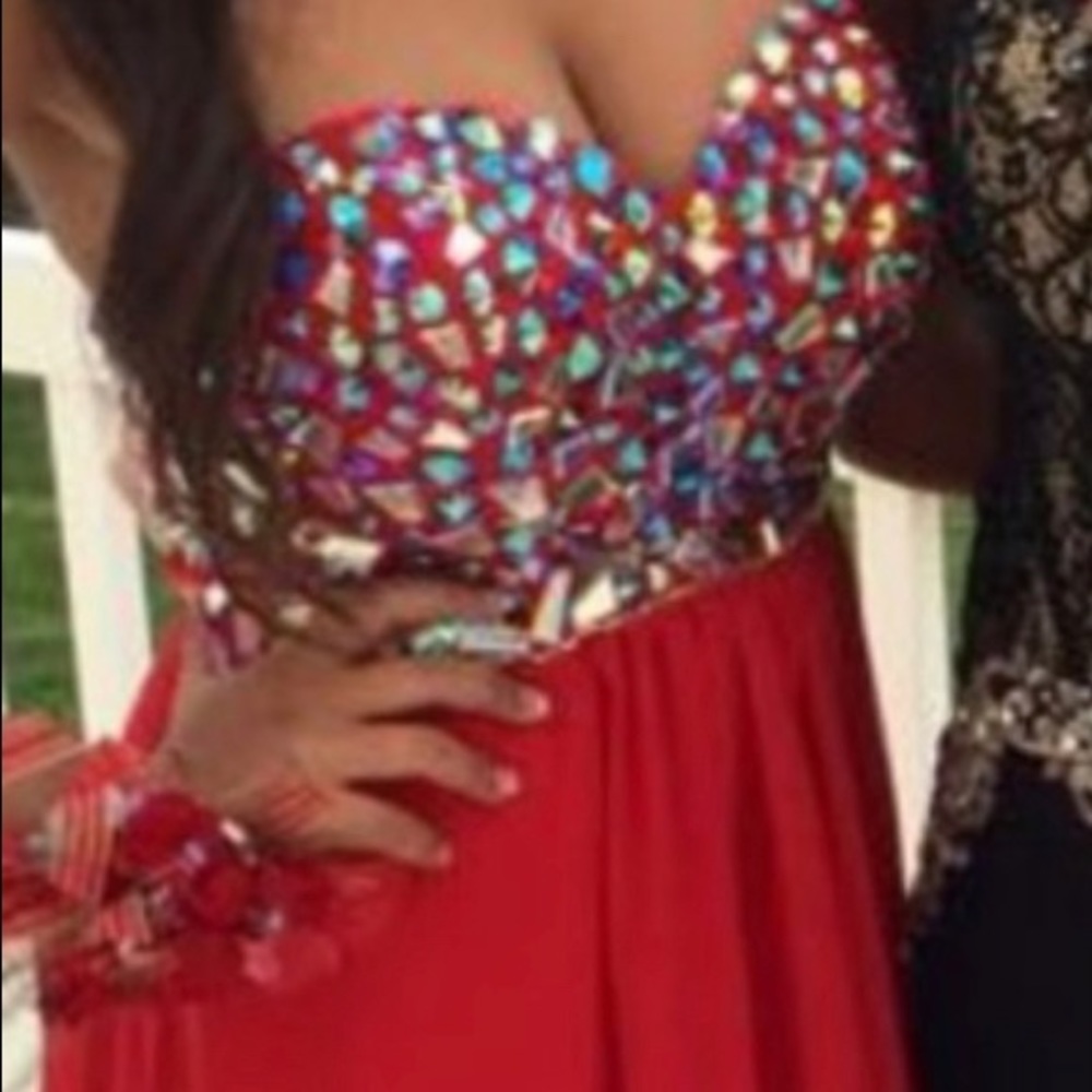 Red custom made Prom Dress, Night out, Party Open Back& Sides Sz 4 - Picture 7 of 15